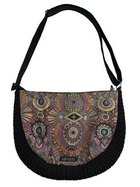 Sakroots Ryder Wanderlust Crossbody Purse Black Crochet Printed Mandala Llama